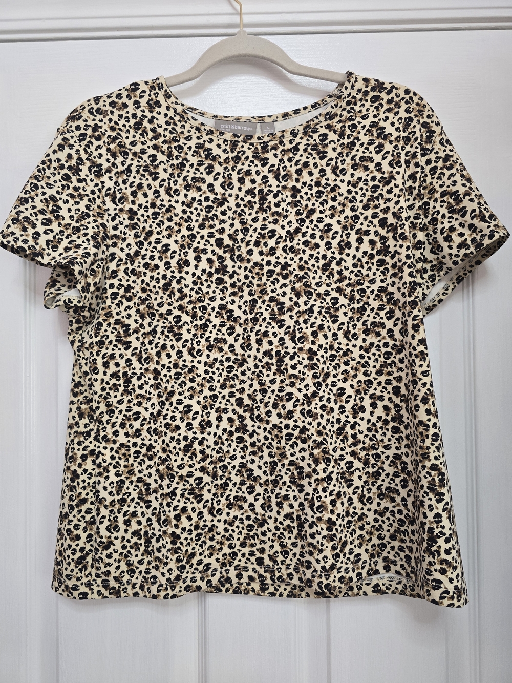 NWOT Croft & Barrow Stretch Leopard Print Top - Brown/Beige, size Large